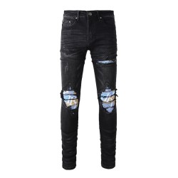 Amiri Plaid MX1 Mid-Rise Skinny Jean Vintage Black