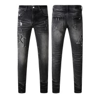 Amiri Staggered Embroidered Logo Jean Vintage Black