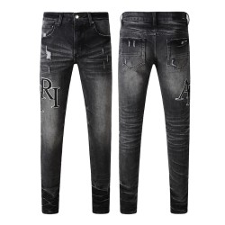 Amiri Staggered Embroidered Logo Jean Vintage Black