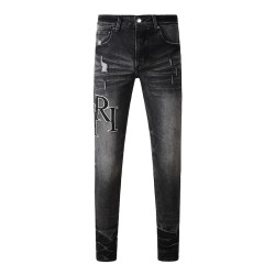 Amiri Staggered Embroidered Logo Jean Vintage Black