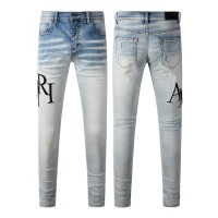 Amiri Staggered Embroidered Logo Jean Indigo