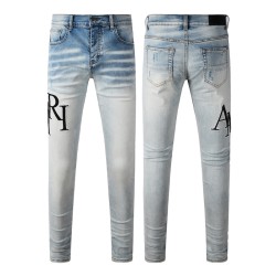 Amiri Staggered Embroidered Logo Jean Indigo