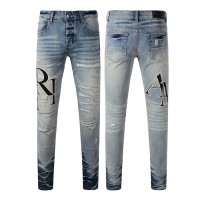 Amiri Staggered Embroidered Logo Jean Vintage Indigo