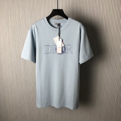 Dior and Hylton Nel T-Shirt Relaxed Fit Blue Cotton Jersey