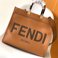 Fendi Sunshine Medium Brown Leather Shopper