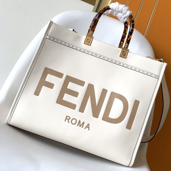 Fendi Sunshine Medium White Leather Shopper Fendi Sunshine Medium White Leather Shopper