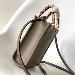 Fendi Mini Sunshine Shopper Dark Grey Leather and Elaphe