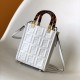 Fendi Mini Sunshine Shopper White FF Zucca Leather Fendi Mini Sunshine Shopper White FF Zucca Leather