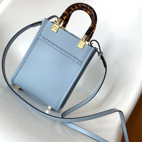 Fendi Mini Sunshine Shopper Light Blue Leather Mini Bag Fendi Mini Sunshine Shopper Light Blue Leather Mini Bag