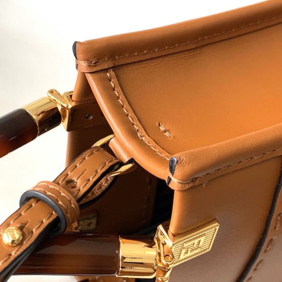 Fendi Mini Sunshine Shopper Brown Leather Mini Bag Fendi Mini Sunshine Shopper Brown Leather Mini Bag