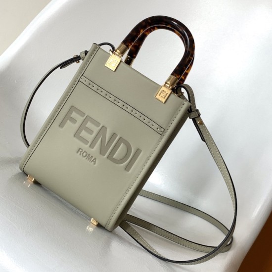 Fendi Mini Sunshine Shopper Green Leather Mini Bag Fendi Mini Sunshine Shopper Green Leather Mini Bag