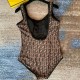 Fendi One-Piece Swimsuit Zucca FF Brown Fendi One-Piece Swimsuit Zucca FF Brown