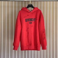Givenchy Paris Distressed Oversized Hoodie Red