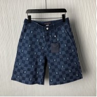 Louis Vuitton Embroidered Damier Denim Shorts 1AFVO9