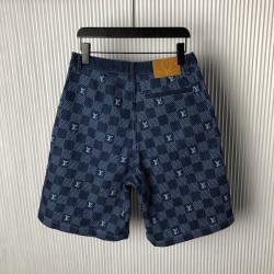 Louis Vuitton Embroidered Damier Denim Shorts 1AFVO9