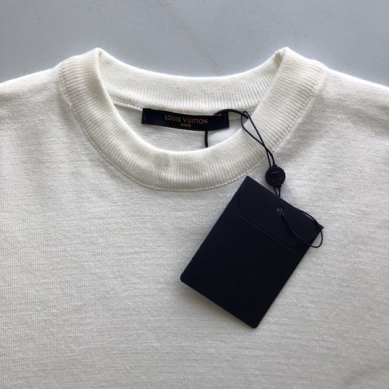Louis Vuitton Monogram Gradient Embellished Short-Sleeved Crewneck White Louis Vuitton Monogram Gradient Embellished Short-Sleeved Crewneck White