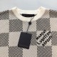 Louis Vuitton Damier Jacquard Short-Sleeved Crewneck 1AHEB7 Louis Vuitton Damier Jacquard Short-Sleeved Crewneck 1AHEB7
