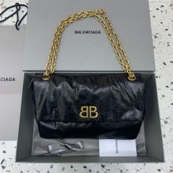 Balenciaga Monaco Medium Chain Bag in Black