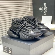 Balmain Calfskin Unicorn Low-top Sneakers Black