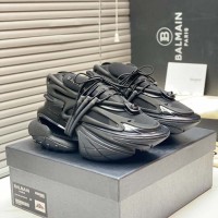 Balmain Calfskin Unicorn Low-top Sneakers Black