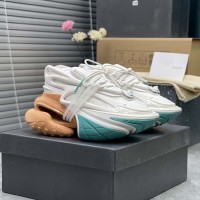 Balmain Unicorn Sneakers in Neoprene and Leather Green