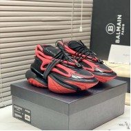 Balmain Calfskin Unicorn Low-top Sneakers Red