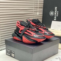 Balmain Calfskin Unicorn Low-top Sneakers Red