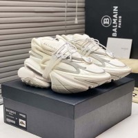 Balmain Calfskin Unicorn Low-top Sneakers White