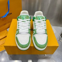 LV Trainer Sneaker Green Swarovski