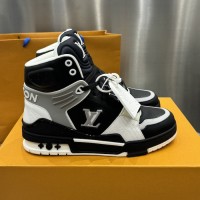 LV High Top Trainer Sneaker Black / White / Grey