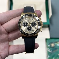 Rolex Daytona 40MM Watches Gold Dial Baton Marker / Rubber