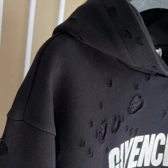 Givenchy Paris Distressed Oversized Hoodie Black Givenchy Paris Distressed Oversized Hoodie Black