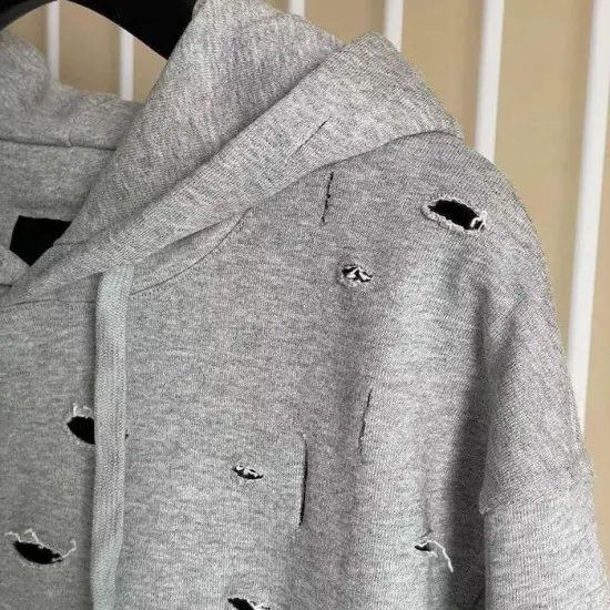 Givenchy Hoodie in fleece with destroyed effect grey Givenchy Hoodie in fleece with destroyed effect grey